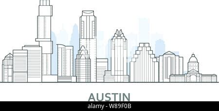 Austin Texas city skyline silhouette. Vector illustration Stock Vector ...