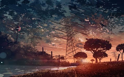 Anime, Scenery, Sunset, 4K, #112 Wallpaper PC Desktop