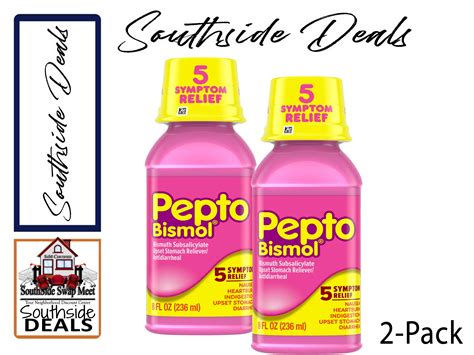 Pepto Bismol Liquid for Upset Stomach, 5 Symptoms Relief, Original, 8 oz - 2 PACK = 16oz ...