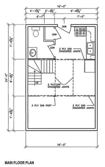 16x24 floor plan | Tiny house floor plans, Floor plans, Cabin floor plans