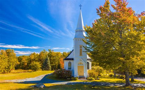 White Church In Autumn Free Stock Photo - Public Domain Pictures