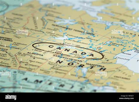 close up of the country or word Canada on a wold map Stock Photo - Alamy