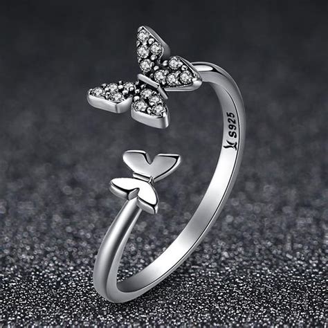 Anillo Plata 925 Mariposas Ajustable