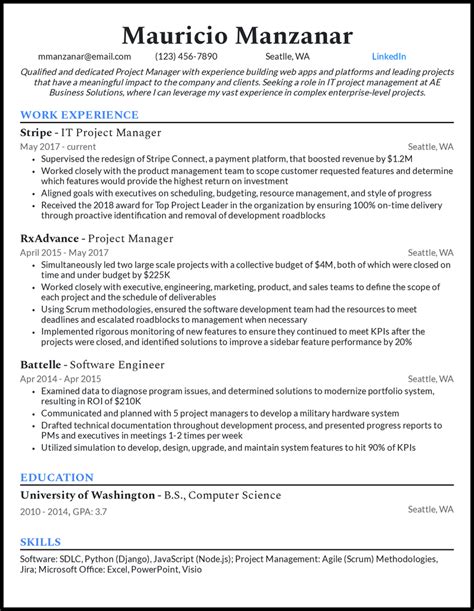 Project management resume - golfimages