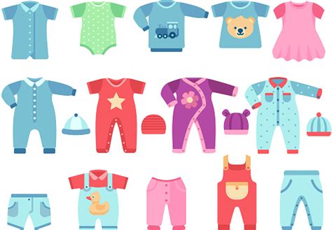 Ilustración de Ropa De Bebé Niño Y Niña Ropa Para Bebé Vector y más Vectores Libres de Derechos ...