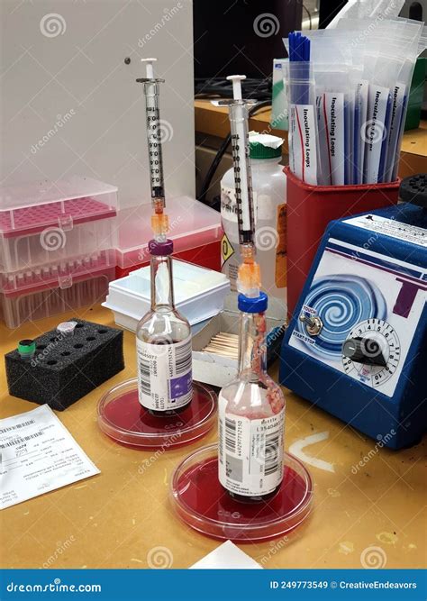 Blood Culture Bottles with Syringes and Petri Dishes Editorial Stock Image - Image of incubation ...