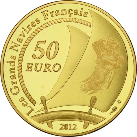 France 50 Euro Gold Coin - Great French Ships - The Hermione 2012 - euro-coins.tv - The Online ...