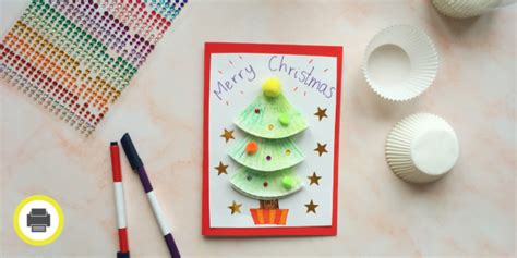 Cupcake Case Christmas Tree Card Craft Instructions