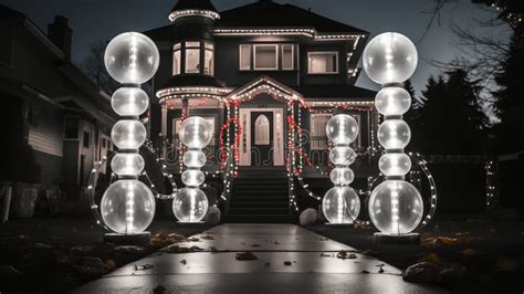 Front Yard. Christmas Lights Display in Yard Stock Illustration ...