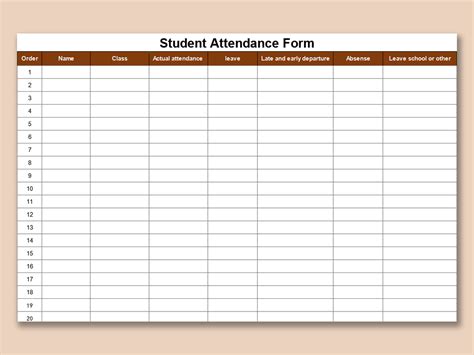 Sample, Example & Format Templates: Student Attendance Sheet Template