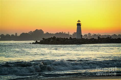 Santa Cruz Walton Breakwater Lighthouse at Sunset Photo Photograph by ...