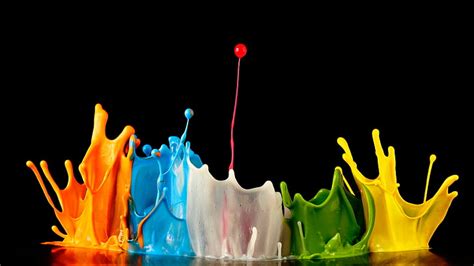 Online crop | HD wallpaper: four assorted-color paint splash, explosion of colors, splashing ...