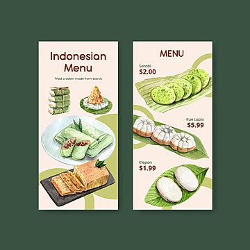 Illustrated Watercolor Indonesian Snack Menu Design Template Bali Desert Culture Vector, Bali ...