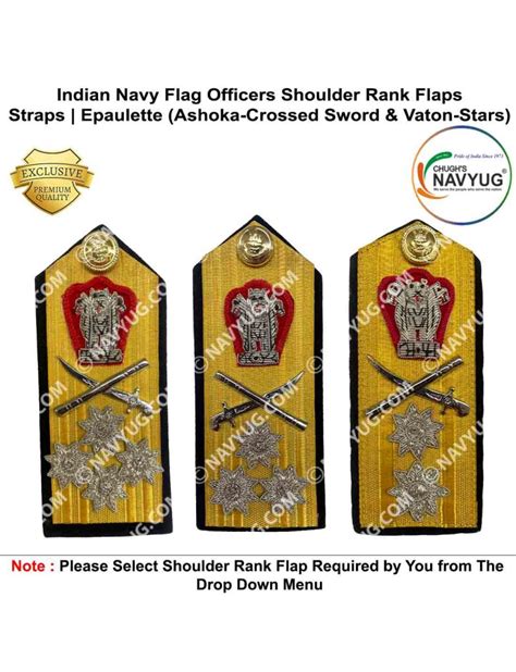 Buy Indian Navy Flag Officers Shoulder Rank Epaulette Zari at ...