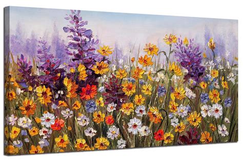 Ardemy Canvas Wall Art Daisy Colorful Bloosom Flowers Artwork Painting Prints Modern Landscape ...