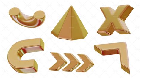 6 Gold Geometric Shapes - Graphics | Motion Array