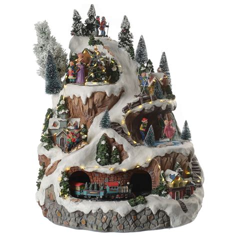 Animated Christmas village mountain scene with sounds and | online ...