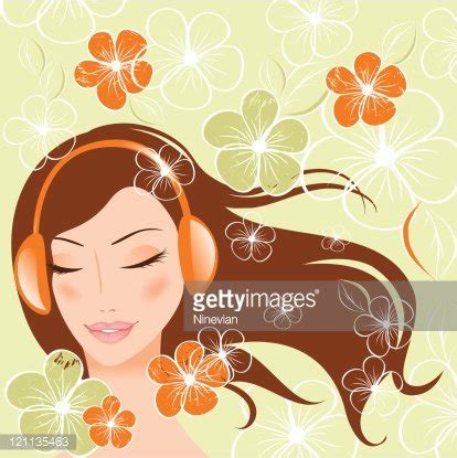 Pretty Girl With Headphones. Vector Illustration Stock Clipart ...