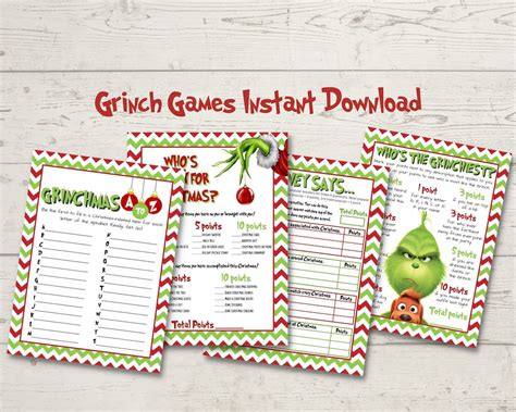 Grinch Games Printable Grinchmas Party Games Grinch Christmas Party - Etsy