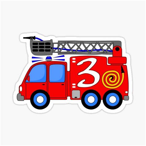 "Fire truck 3 birthday kids" Sticker for Sale by emeksedesign | Redbubble