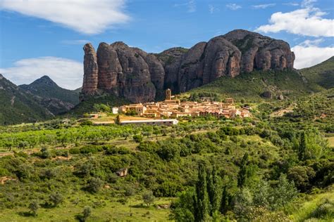 Village of Aguero beneath the conglomerate rock formations of the ...