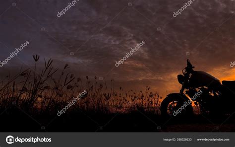 Motorcycle Silhouette Sunset Time Stock Photo by ©ooGleb 388526630