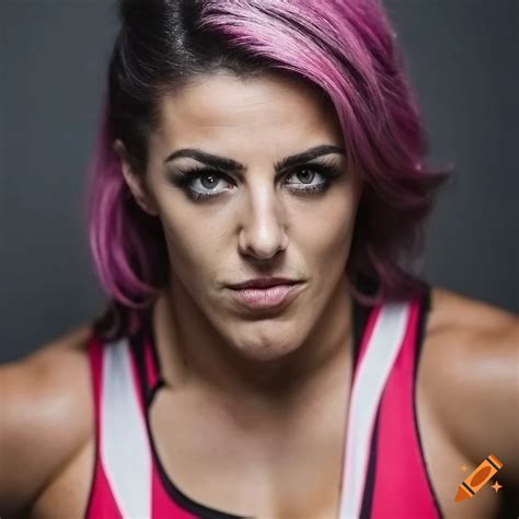 Close-up portrait of tessa blanchard with short pink hair and ufc ...
