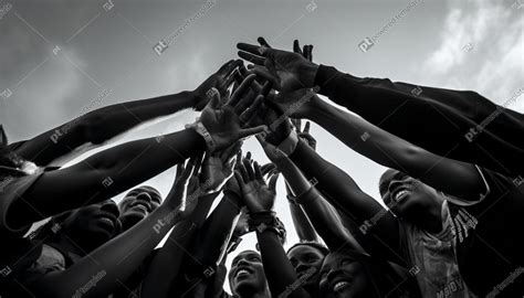 Unified Strength Black and White Photo Capturing the Power of Teamwork ...