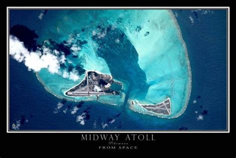 The Midway Atoll Satellite Poster Map | Midway atoll, Midway islands, Atoll