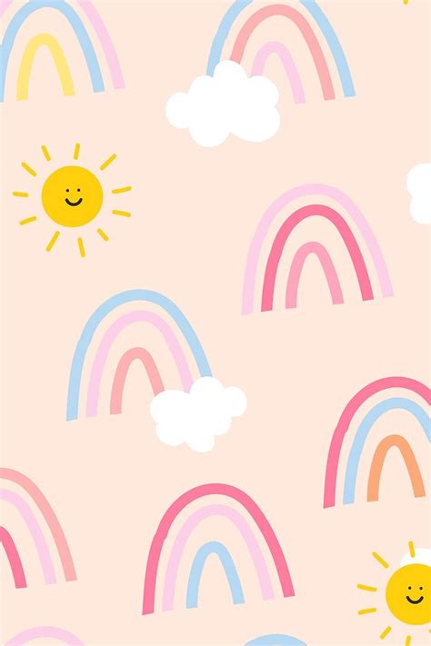 Background seamless pattern vector with cute rainbow | free image by ...