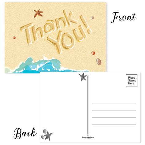 Beach Thank You Postcards - 50 Thank You Cards - 4 x 6 inches - Just ...