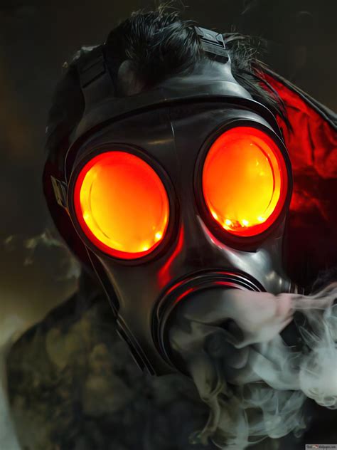 Gas Mask Smoke 4K wallpaper download