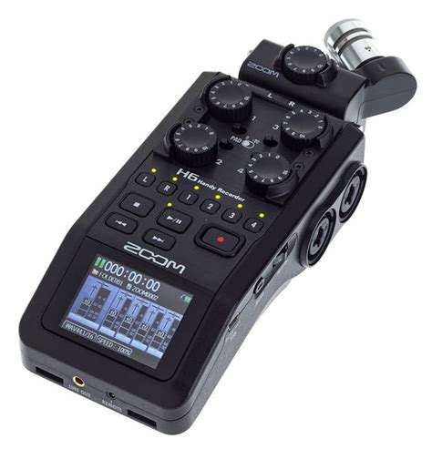 Zoom H6 All Black (2020 Version) 6-Track Portable Recorder, Stereo Microphones, 4 XLR/TRS Inputs ...