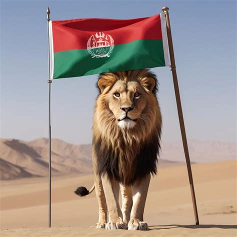 Premium Photo | A Majestic Lion Standing beside the Afghanistan ...