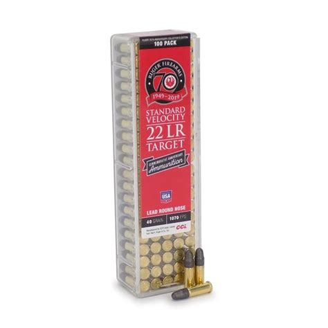 CCI Commemorative Ruger 70th Anniversary Edition 22 LR Ammo 40 Gr LRN - Ammo Deals