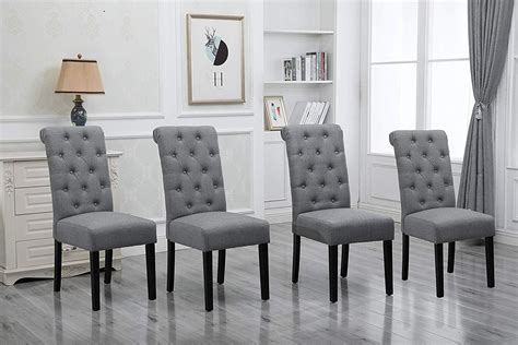 Amazon.com - HomeSailing Comfortable Kitchen Dining Room Chairs Only Set of 4 Grey Fabric ...