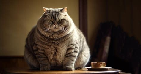 Premium Photo | A lazy chubby funny fat cat obeseoverweight pet looking angry at camera copy ...