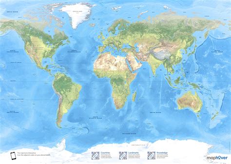 Interactive world map poster | Maphover Interactive World Maps