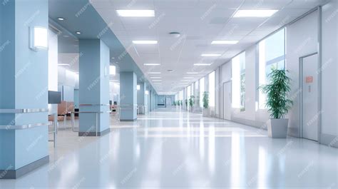 Premium AI Image | A Photo of a minimalistic hospital hallway with sleek and modern lighting ...