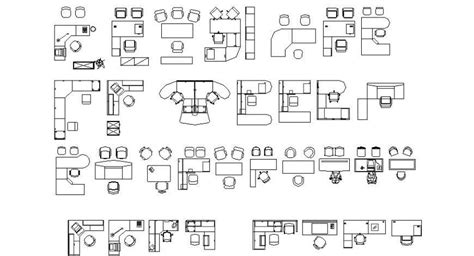 Creative multiple office desk blocks cad drawing details dwg file - Cadbull