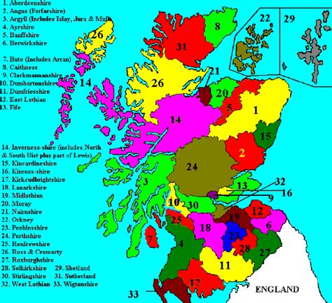 GENUKI: County Map of Scotland, Scotland