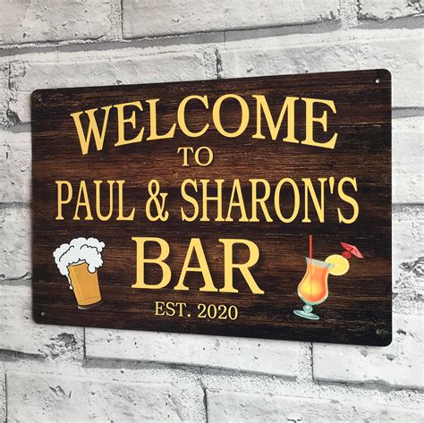 Bar Sign Personalised Metal Wall Sign Home Bar Pub Shed Gift | Etsy