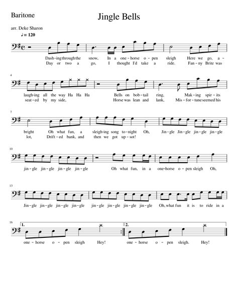 Jingle Bells Baritone Sheet music for Baritone (Solo) | Musescore.com