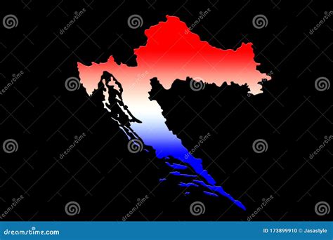 Croatian Flag and State Border Map Stock Illustration - Illustration of alert, state: 173899910