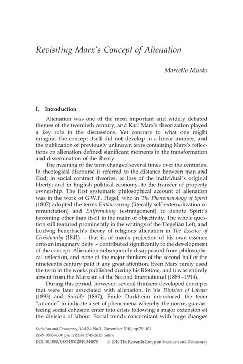 (PDF) Revisiting Marx's Concept of Alienation