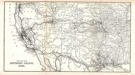 1908 Antique Southern Pacific Railroad Map Southern Pacific Lines Railway Map 13620 | Horse art ...