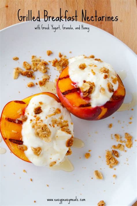 Grilled Breakfast Nectarines with Greek Yogurt, Granola, and Honey - Easy Peasy Meals