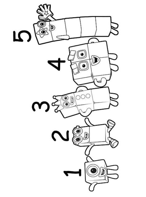 Kids-n-fun.com | Coloring page Numberblocks 1 2 3 4 5