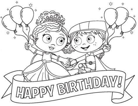 Princess Pea and Red in Super Why Happy Birthday coloring page ...