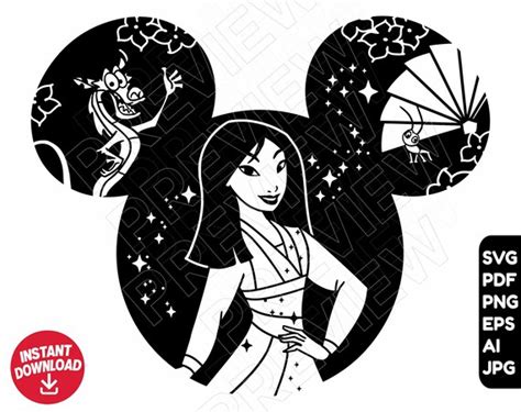 Art & Collectibles Pick from 3 Mulan Mickey Ears Mulan PNG SVG Cricut ...